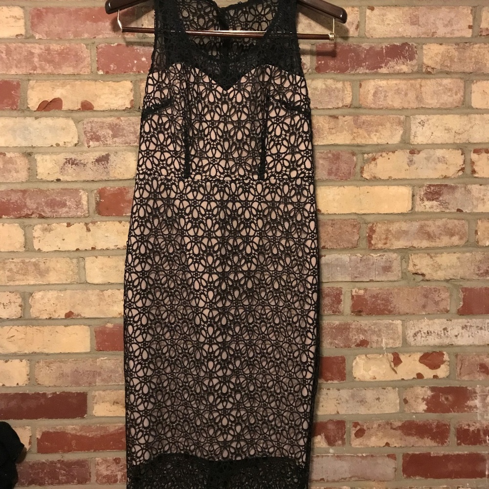 Ann Taylor Black & Pink Lace Cocktail Dress 0 XS